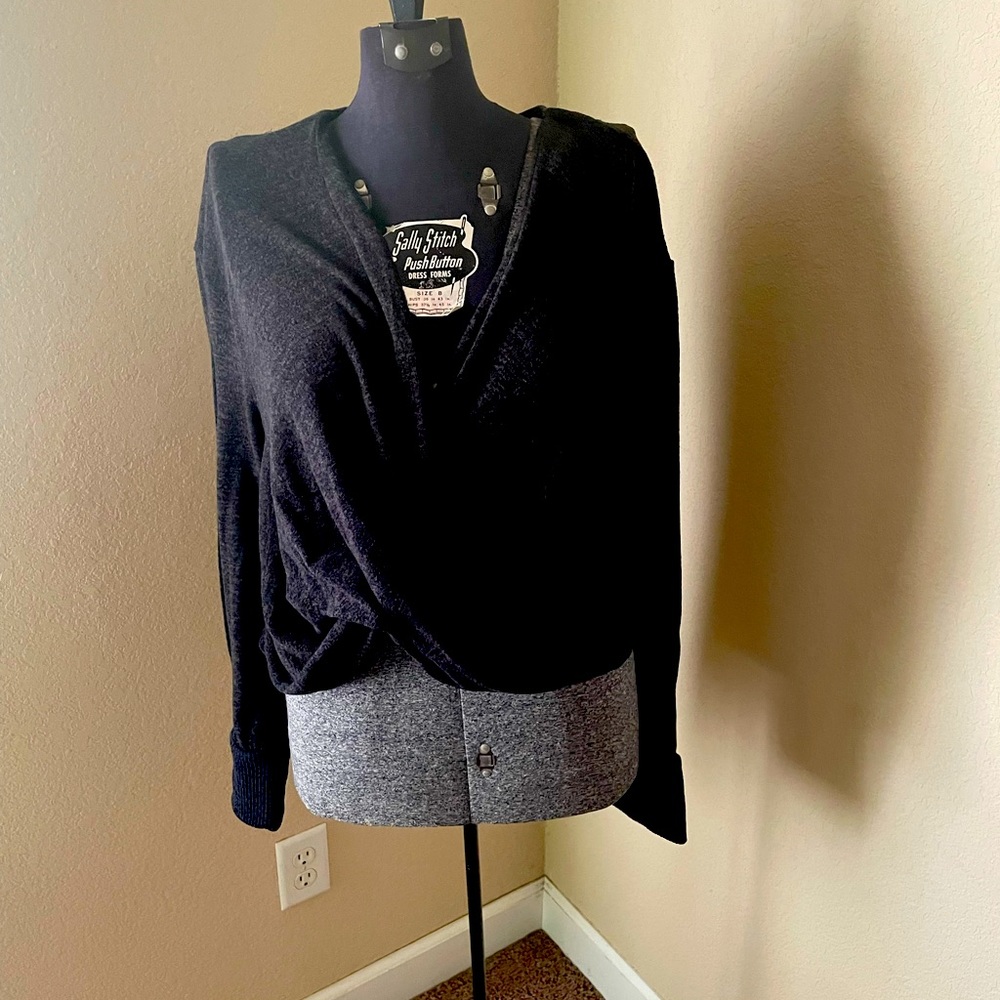 Anthropology grey wrap sweater